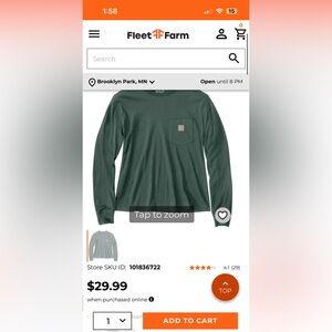 Carhartt Green Long Sleeve